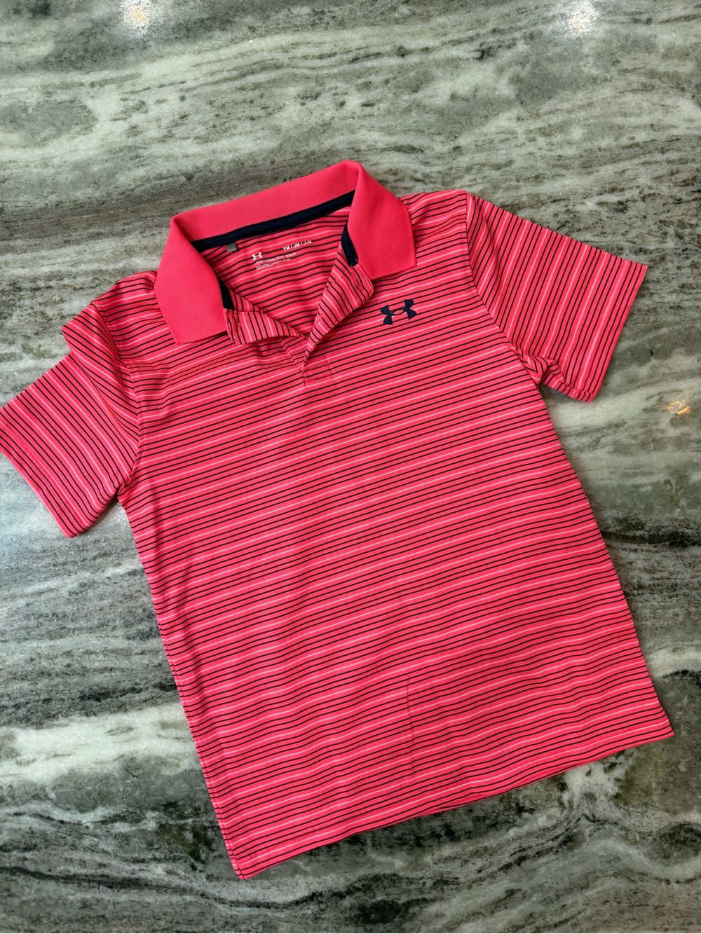 Under Armour Kids Coral Pink Striped Polo
Youth Medium